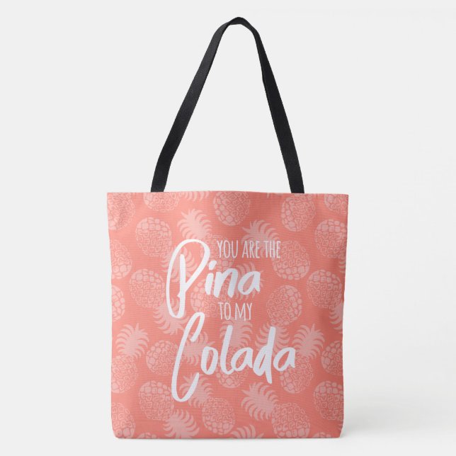 Tote Bag Pina Colada Hawaiian Pineappa Coral Reversible (Devant)