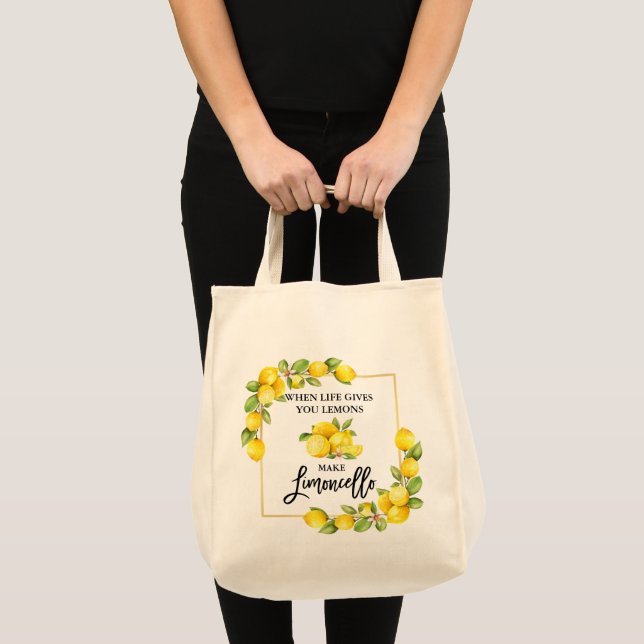 Tote Bag Pinceau Écriture Aquarelle Citrons Limoncello Épic (Devant (produit))