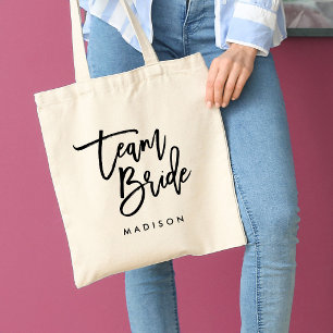 Tote Bag Pinceau tendance chic noir écriture Team Bride
