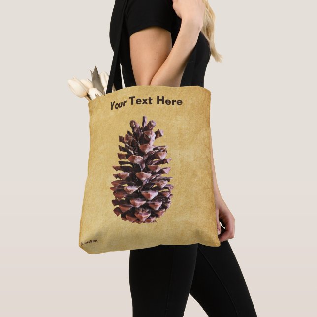 Tote Bag Pine Cône Sur Papier Vintage (De près)