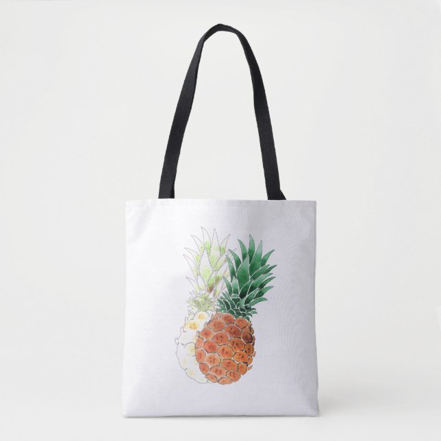 Tote Bag Pineapple, watercolor. (Devant)