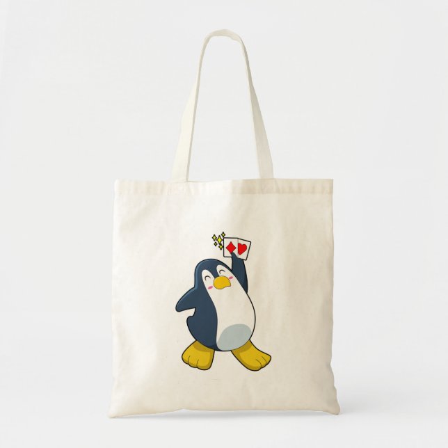 Tote Bag Pingouin au Poker avec cartes de Poker (Devant)