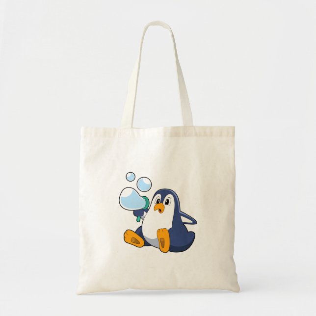 Tote Bag Pingouin avec bulles de savon.PNG (Devant)