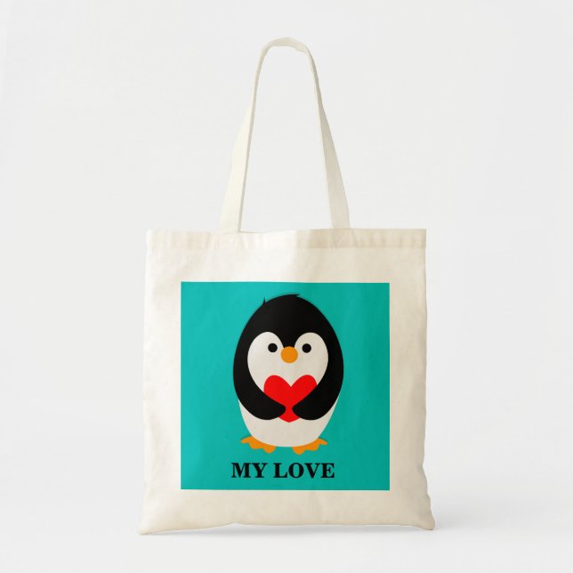 Tote Bag Pingouin avec coeur (Devant)