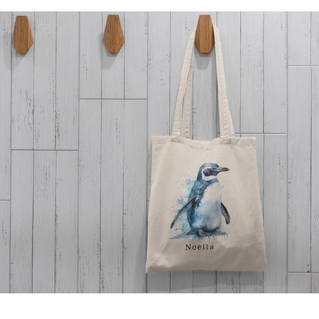 Tote Bag Pingouin d'aquarelle Arctique, personnalisé (Créateur téléchargé)