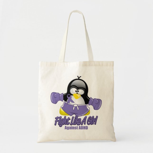 Tote Bag Pingouin de combat de TDAH (Devant)