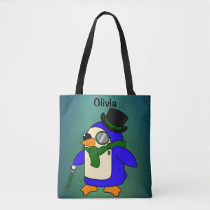 Tote Bag Pingouin de dessin mignon vert foncé