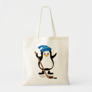 Tote Bag Pingouin de hockey mignon avec bâton de hockey