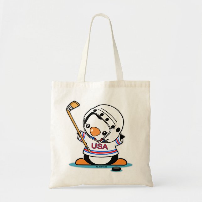 Tote Bag Pingouin de hockey sur glace (Devant)
