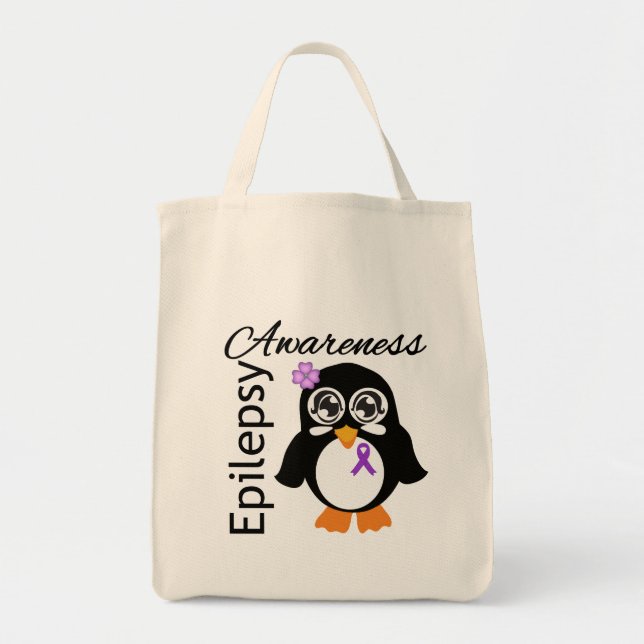 Tote Bag Pingouin de sensibilisation à l'épilepsie (Devant)