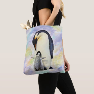 Tote Bag Pingouin d'empereur avec l'aquarelle de bébé