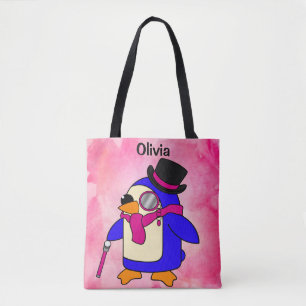 Tote Bag Pingouin mignon caricaturé rose