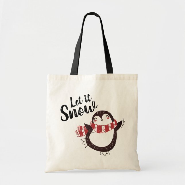 Tote Bag Pingouin mignon laissez-le neiger Noël (Devant)