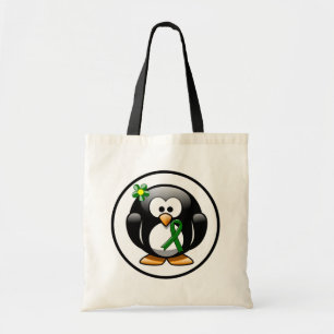 Tote Bag Pingouin vert de ruban de conscience