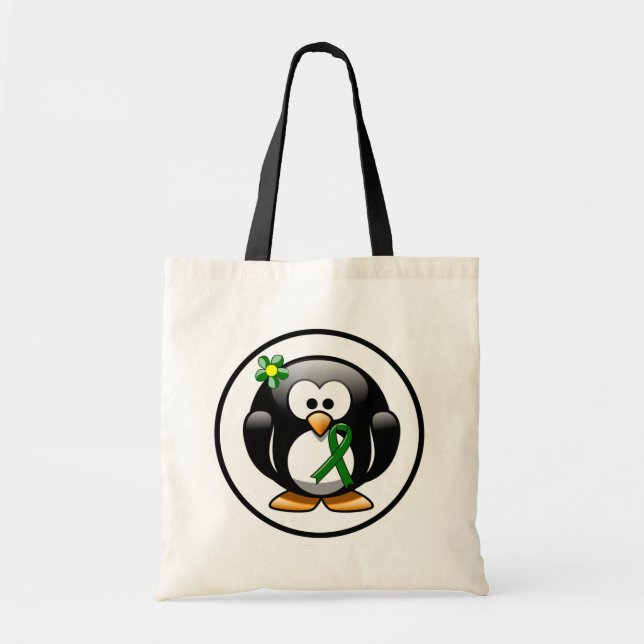 Tote Bag Pingouin vert de ruban de conscience (Devant)