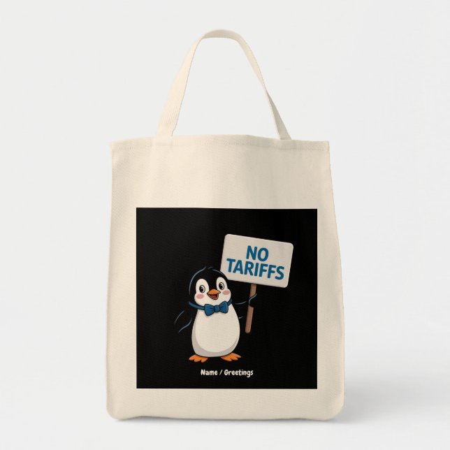 Tote Bag Pingouins amusants NO TARIFFS Impôts Hilariants Ma (Devant)