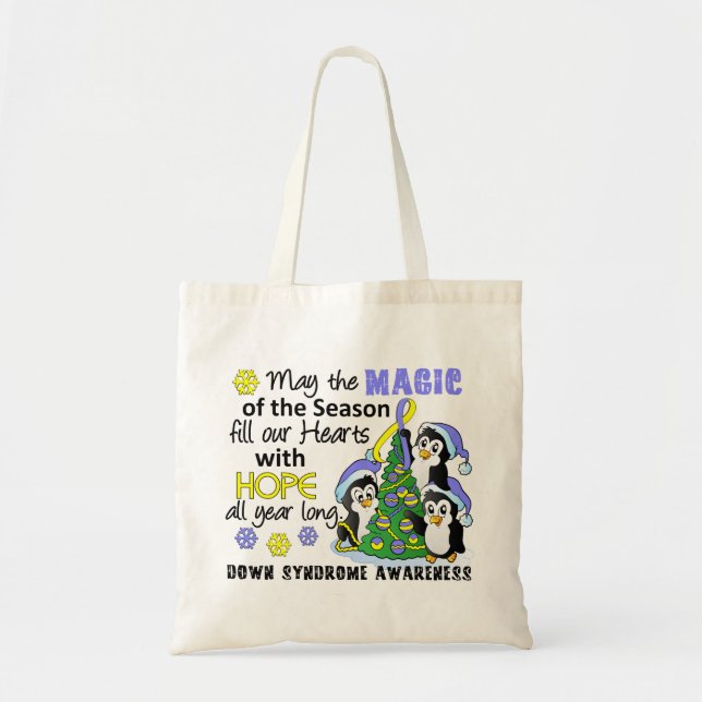 Tote Bag Pingouins syndrome de Down de Noël (Devant)