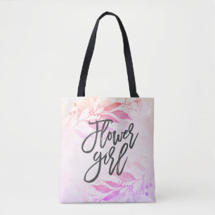 Tote Bag Pink Aquarelle feuille Mariage Botanique Fleur fil