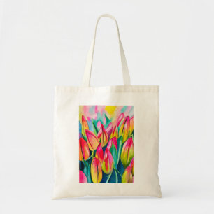 Tote Bag Pink aquarelle tulipe art