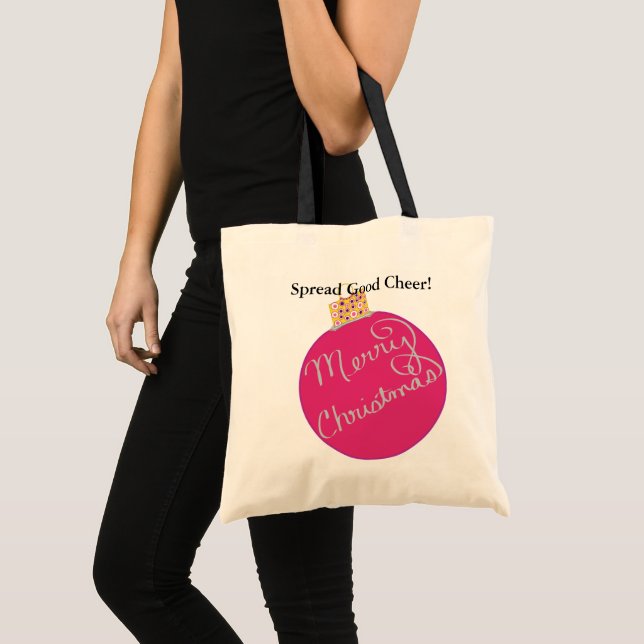 Tote Bag Pink.Argent Bal ornemental de Noël (Devant (produit))