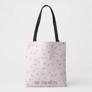 Tote Bag Pink Blush Gold Sparkle Confetti Personnalisé