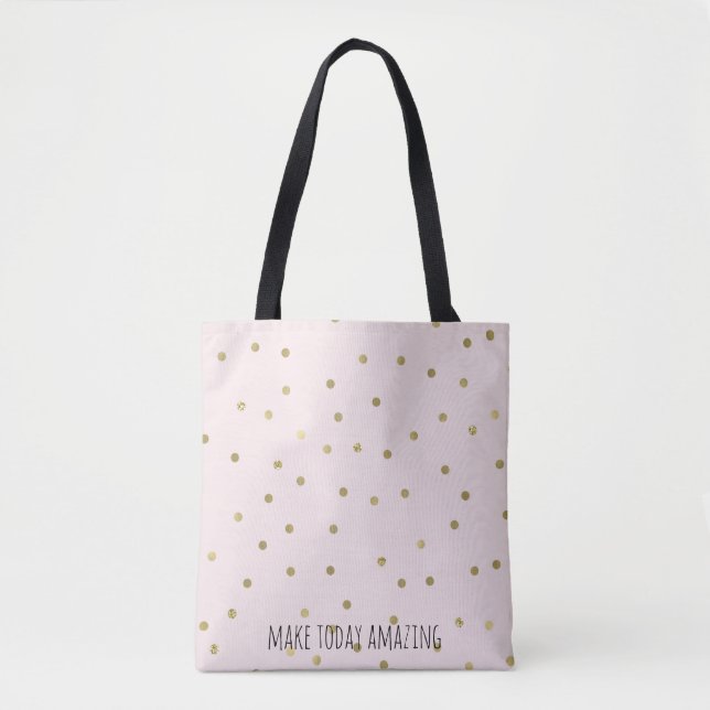 Tote Bag Pink Blush Gold Sparkle Confetti Personnalisé (Devant)
