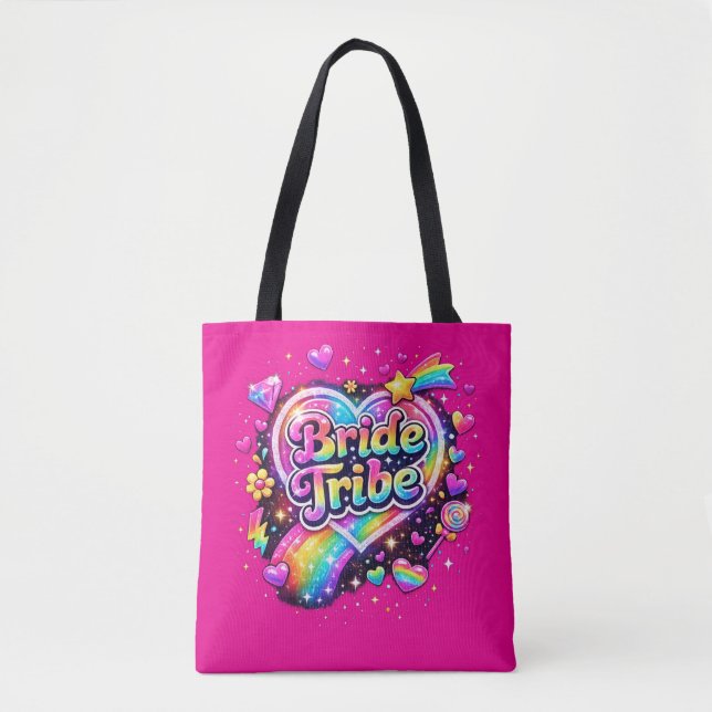 Tote Bag Pink Bride Tribe Bridesmaid Gift All Over Print  (Devant)