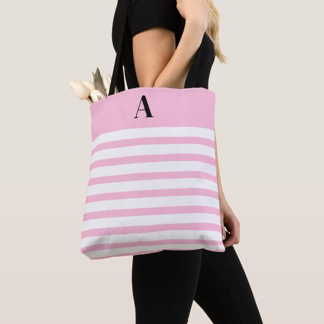 Tote Bag Pink Coquette Monogram (A) (De près)