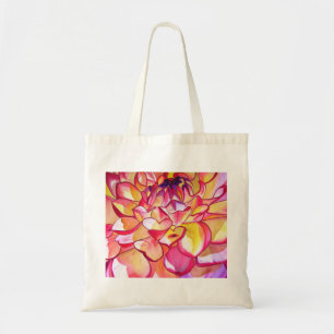 Tote Bag Pink Dahlia fleurs aquarelle art