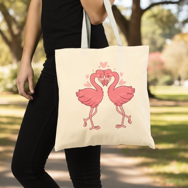 Tote Bag Pink Flamingo Wedding Tropical Hawaiian Luau Beach (Créateur téléchargé)