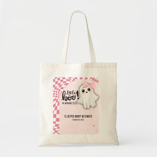 Tote Bag Pink Ghost Little Boo est presque dû Baby shower (Devant)