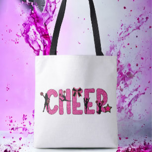 Tote Bag Pink Glitter Cheerleader Cheerleader Cheer