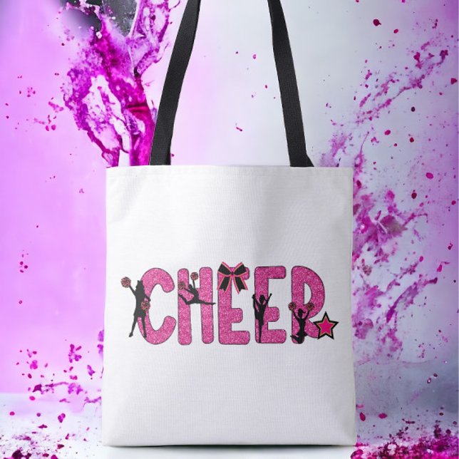 Tote Bag Pink Glitter Cheerleader Cheerleader Cheer (Créateur téléchargé)