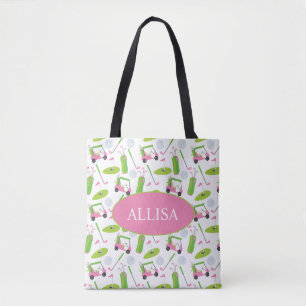 Tote Bag Pink & Green Golf Personnalisé