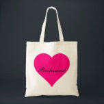 Tote Bag Pink Heart Bridesmaid<br><div class="desc">Ce nom personnalisé monogramme mignon sac fourre-tout vintage est la meilleure idée de cadeau pour mariée et demoiselle d'honneur chez les mariages.</div>