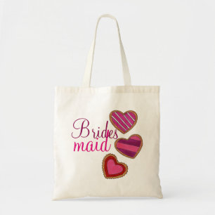 Tote Bag Pink Heart Love Mariage Cookies Bridesmaid Cadeau