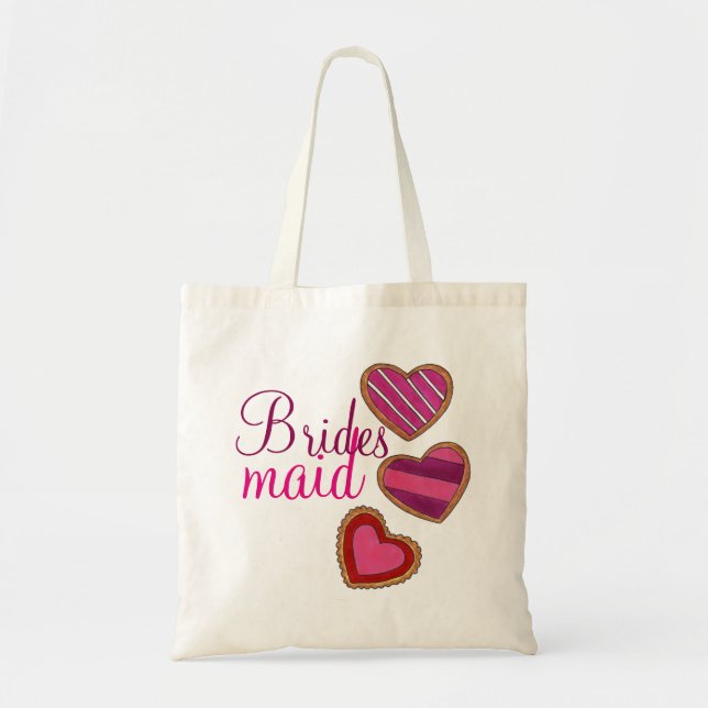 Tote Bag Pink Heart Love Mariage Cookies Bridesmaid Cadeau (Devant)