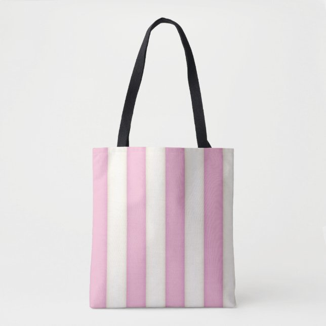 Tote Bag Pink & Ivory Victorian Stripes Élégant (Devant)