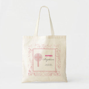 Tote Bag Pink Lace Girl Baptême