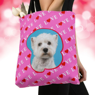 Tote Bag Pink LOVE Modern Elegant Photo personnalisée