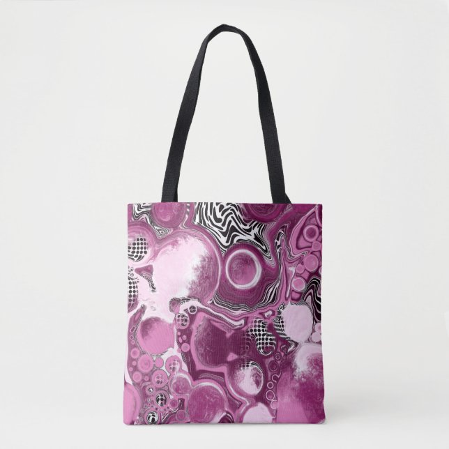 Tote Bag Pink, Magenta et Black Fluid Art Pour Peinture (Devant)