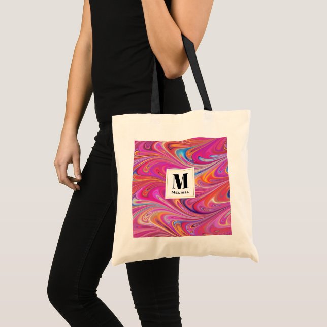 Tote Bag Pink Orange tourne Super Design Monogramme (Devant (produit))