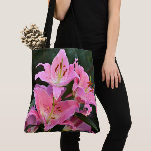 Tote Bag Pink Oriental Lilies Floral