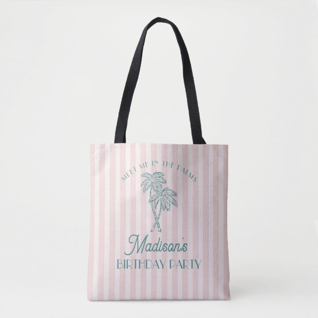 Tote Bag Pink Palm Spring Pastel Beach Anniversaire (Devant)