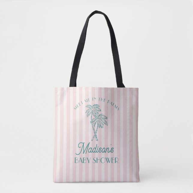 Tote Bag Pink Palm Spring Pastel Beach Baby shower (Devant)