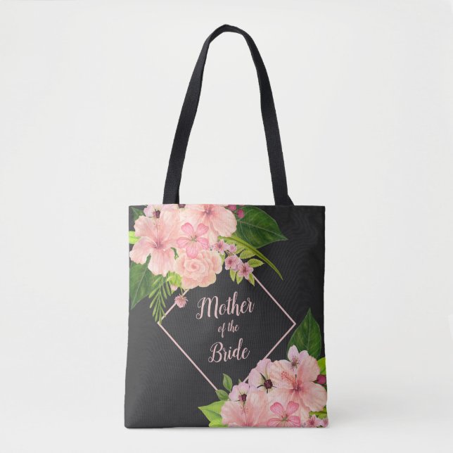 Tote Bag Pink & Peach Tropical Floral Mère De La Mariée (Devant)