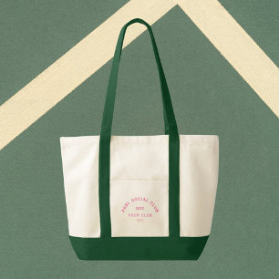Tote Bag Pink PKBL Social Club Crest Pickleball Green Trier