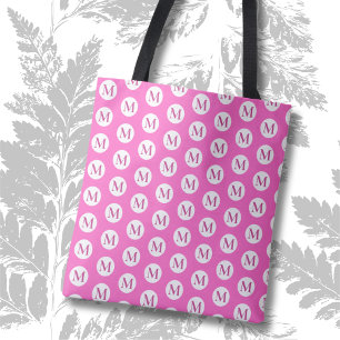 Tote Bag Pink Polka Dot Monogramme Fourre-tout