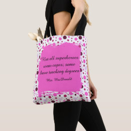 Tote Bag Pink Polka dot teacher appreciation gift