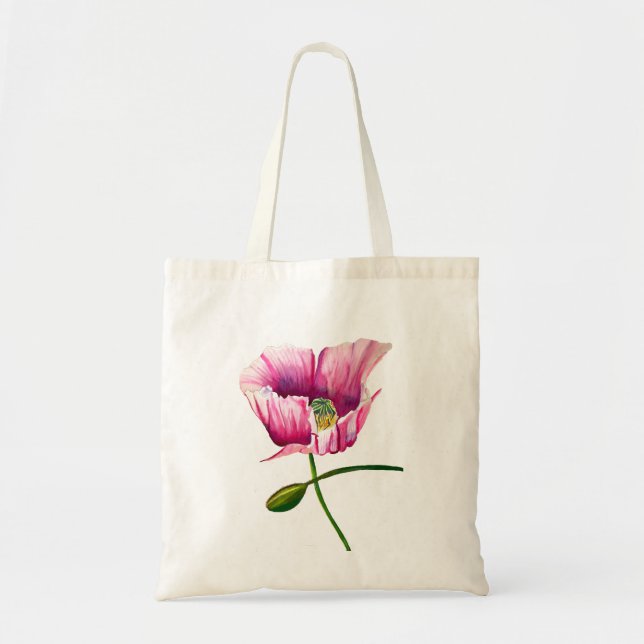 Tote Bag Pink Pop aquarelle fleur joli art (Devant)